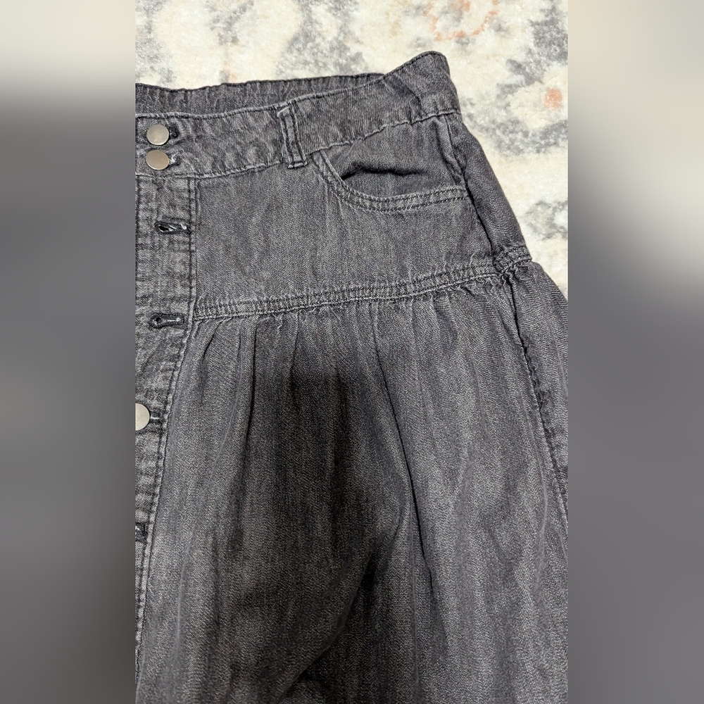 Vintage 80s 90s Denim Black Tiered Skirt - Picture 4 of 6